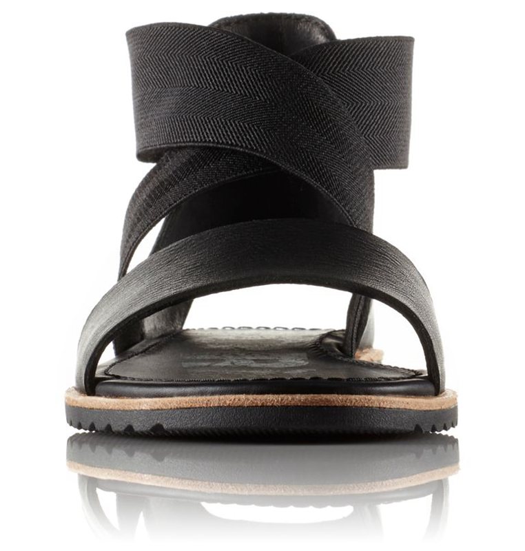 Womens Sandals Black - Sorel Ella™ Flat - 168307-WDH